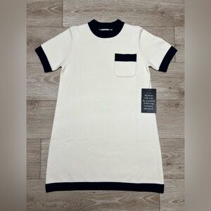 Tuckernuck NWT Merritt Knit Dress Off White Navy Size Small